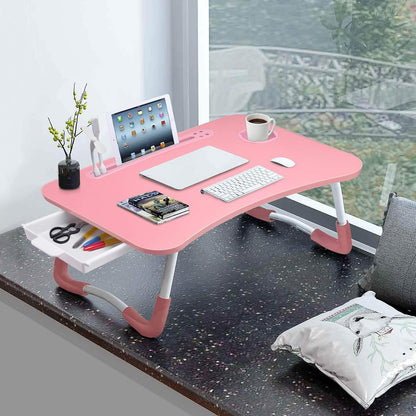 Bed Desk for Laptop and Writing with Storage, Cup Holder, Light