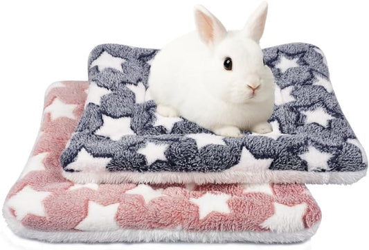 2 Pack Bunny Bed - 10 x 13 Inch Rabbit Pee Pads Bedding - Washable and Thickness Upgrade (Gray & Pink,M)
