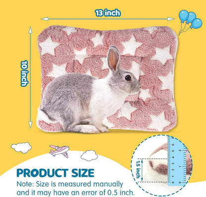2 Pack Bunny Bed - 10 x 13 Inch Rabbit Pee Pads Bedding - Washable and Thickness Upgrade (Gray & Pink,M)