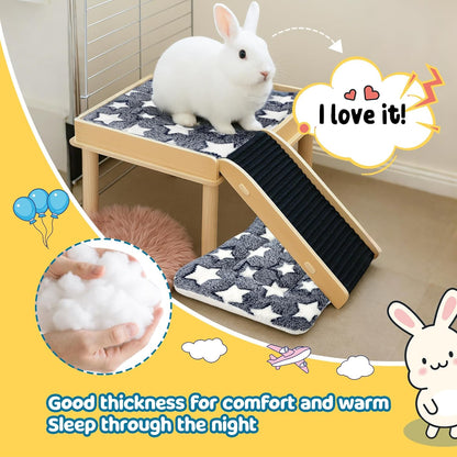 2 Pack Bunny Bed - 10 x 13 Inch Rabbit Pee Pads Bedding - Washable and Thickness Upgrade (Gray & Pink,M)