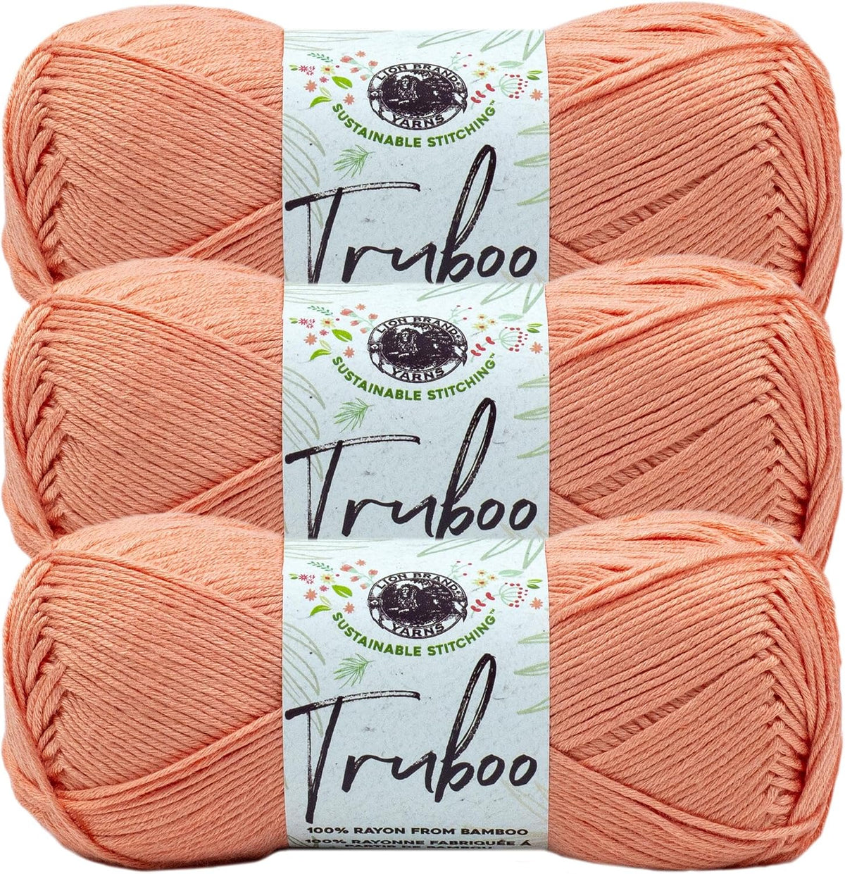Truboo Knit & Crochet Yarn, Coral, Orange, 3 Pack