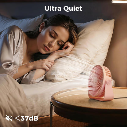 USB Desk Fan Portable Fan Powerful 3 Speeds with 360° Head Rotation
