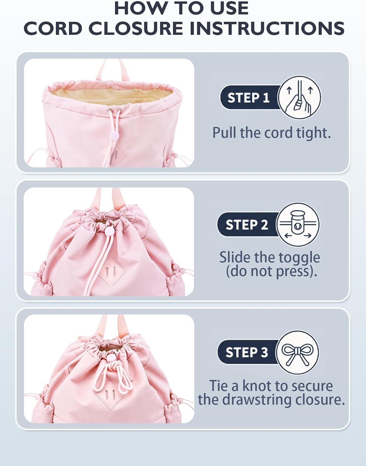 Drawstring Gym Backpack with Shoe Compartment and Wet Pocket, Pink