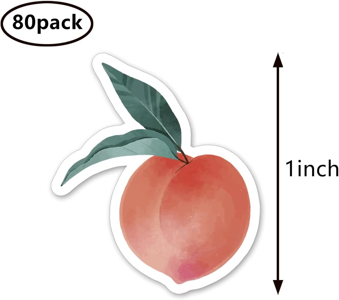 Peach Fruit Stickers 1in for Scrapbooking, Arts, Craft, Kids DIY, Journals 80-Pack