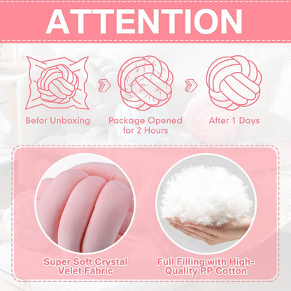 7.87 Inches 2 Pcs Knot Pillow Decorative Throw Pillow, Light Pink