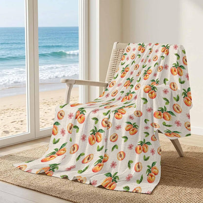 50"x60" Standard Throw Cooling Blanket Peaches Ice Silk Lightweight Breathable Soft Summer Blanket for Hot Sleepers Couch Bed Sofa Camping Flowers Summer Fruit Linen
