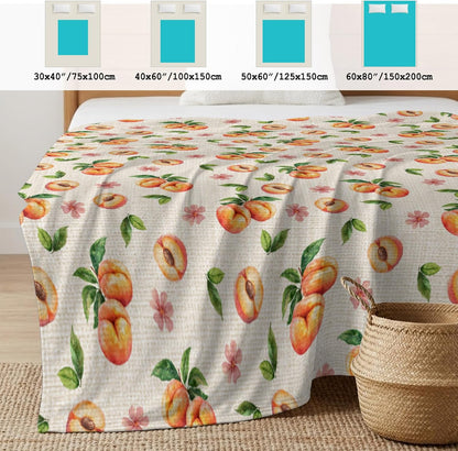50"x60" Standard Throw Cooling Blanket Peaches Ice Silk Lightweight Breathable Soft Summer Blanket for Hot Sleepers Couch Bed Sofa Camping Flowers Summer Fruit Linen