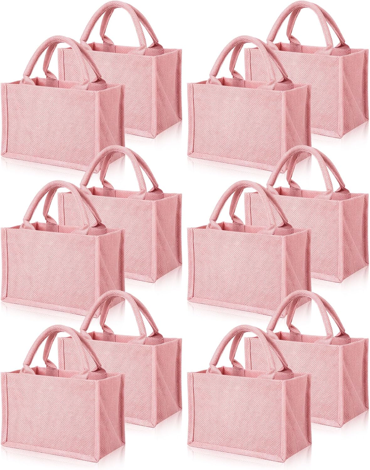 12 Pcs Burlap Tote Bag Mini Jute Reusable Bag with Handles Small Blank Canvas Gift Waterproof for Wedding Beach DIY