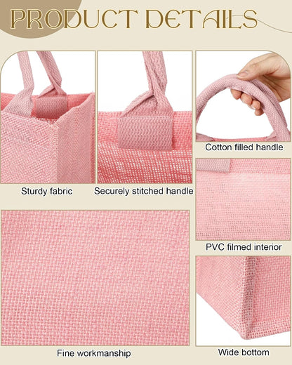 12 Pcs Burlap Tote Bag Mini Jute Reusable Bag with Handles Small Blank Canvas Gift Waterproof for Wedding Beach DIY