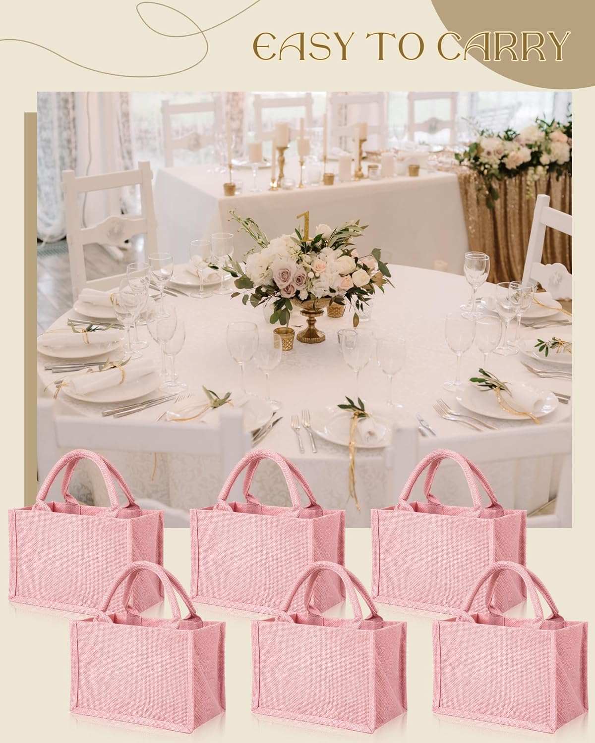 12 Pcs Burlap Tote Bag Mini Jute Reusable Bag with Handles Small Blank Canvas Gift Waterproof for Wedding Beach DIY