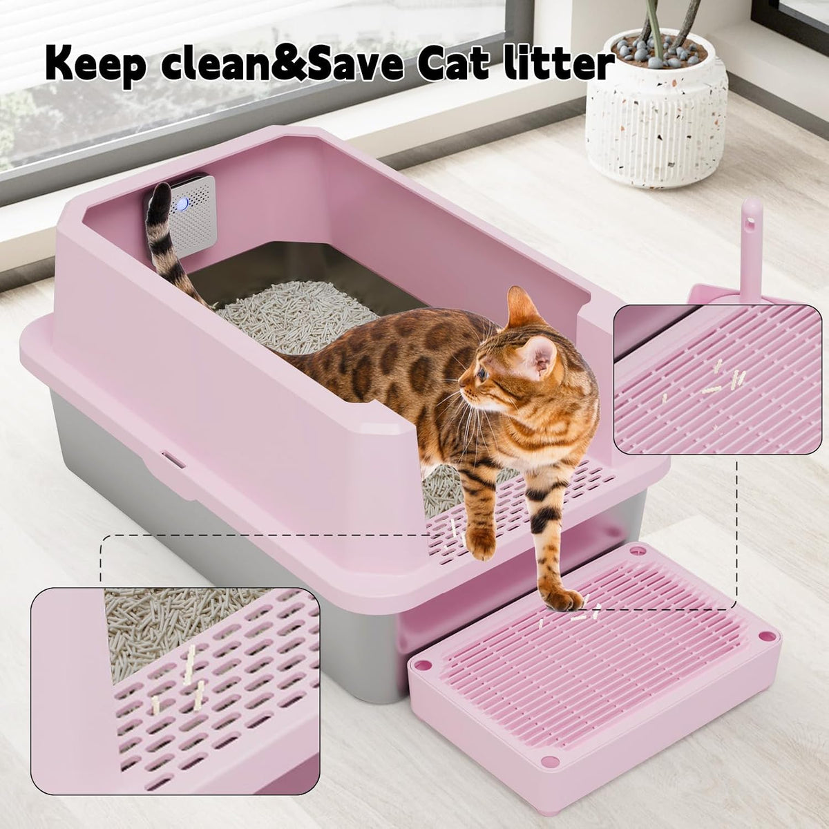High-Sided Large Cat Litter Box: 2-Pack for Multi-Cat Use