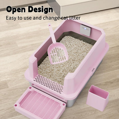 High-Sided Large Cat Litter Box: 2-Pack for Multi-Cat Use