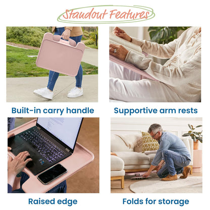 The Surf Folding Portable Lap Desk, Large, Flexible Seating, Pink