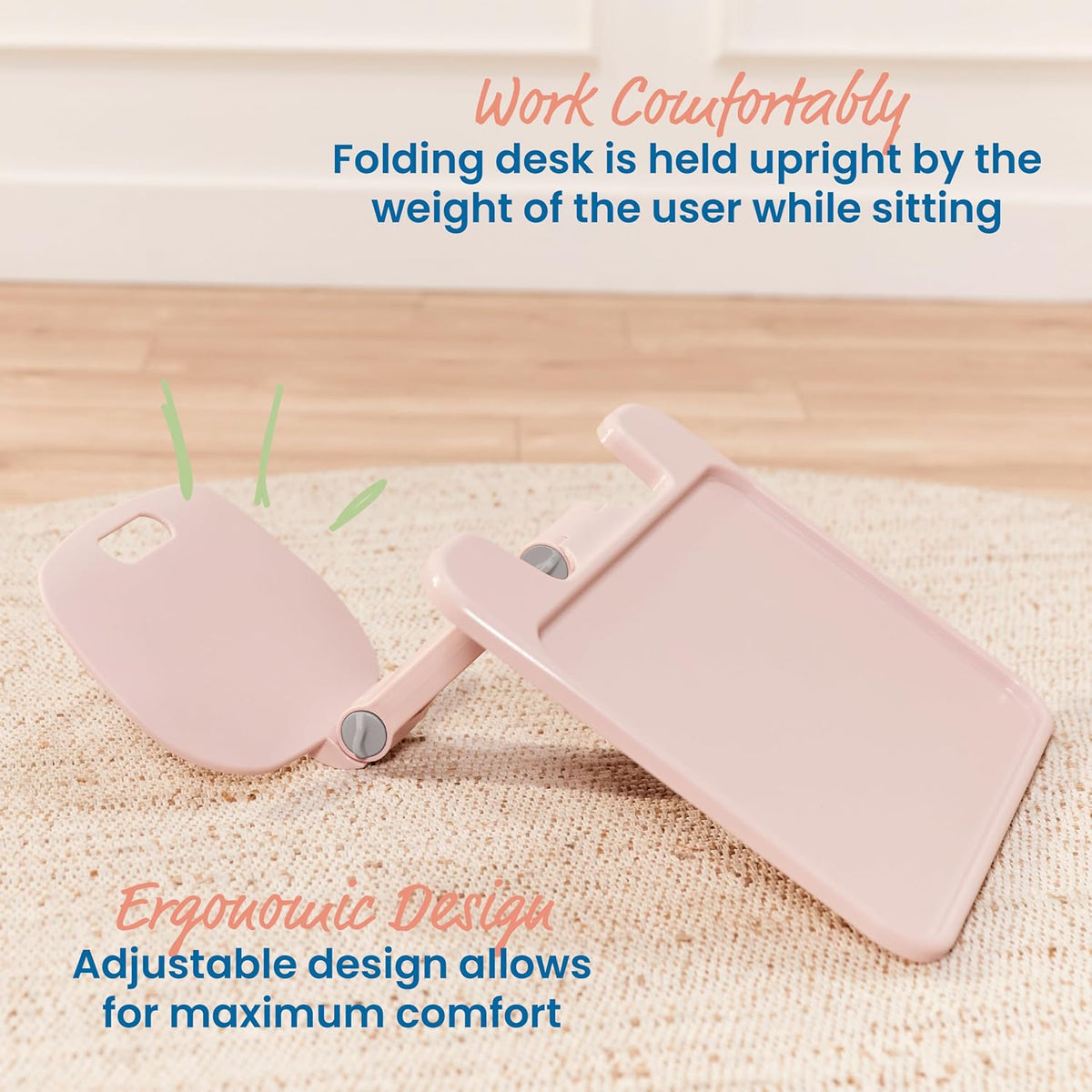 The Surf Folding Portable Lap Desk, Large, Flexible Seating, Pink