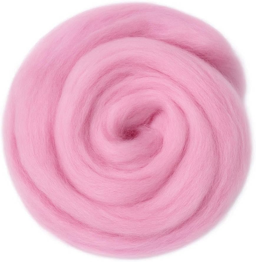 Wool Roving Yarn, 100G/3.53OZ Soft Felting Wool Pure Chunky Roving Yarn Bulk for Needle Felting Knitting Blanket Spinning Weaving DIY Craft,Rouge Pink