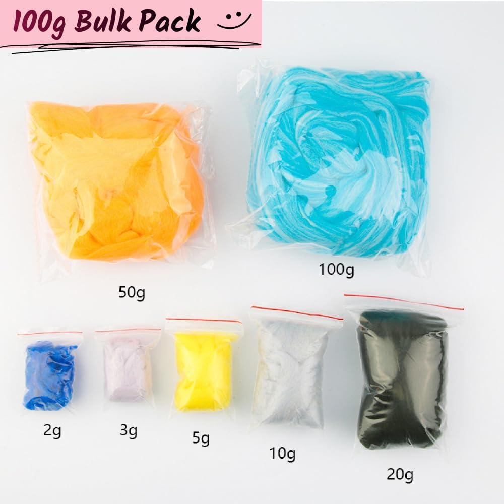 Wool Roving Yarn, 100G/3.53OZ Soft Felting Wool Pure Chunky Roving Yarn Bulk for Needle Felting Knitting Blanket Spinning Weaving DIY Craft,Rouge Pink
