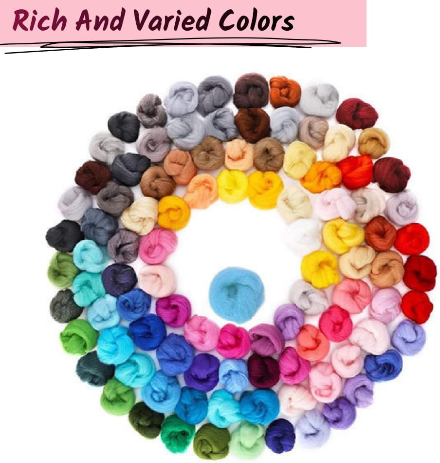 Wool Roving Yarn, 100G/3.53OZ Soft Felting Wool Pure Chunky Roving Yarn Bulk for Needle Felting Knitting Blanket Spinning Weaving DIY Craft,Rouge Pink