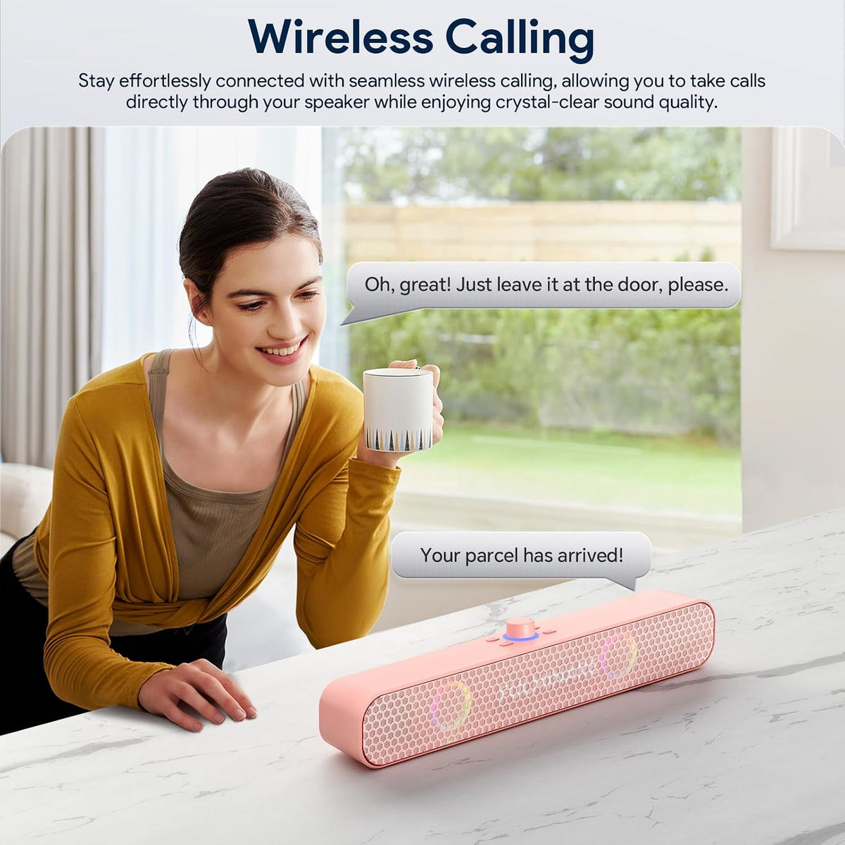 FULMINARE Bluetooth Speaker with 26W HD Sound, Portable Speaker Up to 30H Playtime, AUX&TF-Card&USB Input, LED Lights, Speakers Bluetooth 5.3 Wireless for Home/Party/Outdoor, Birthday Gift (Pink)