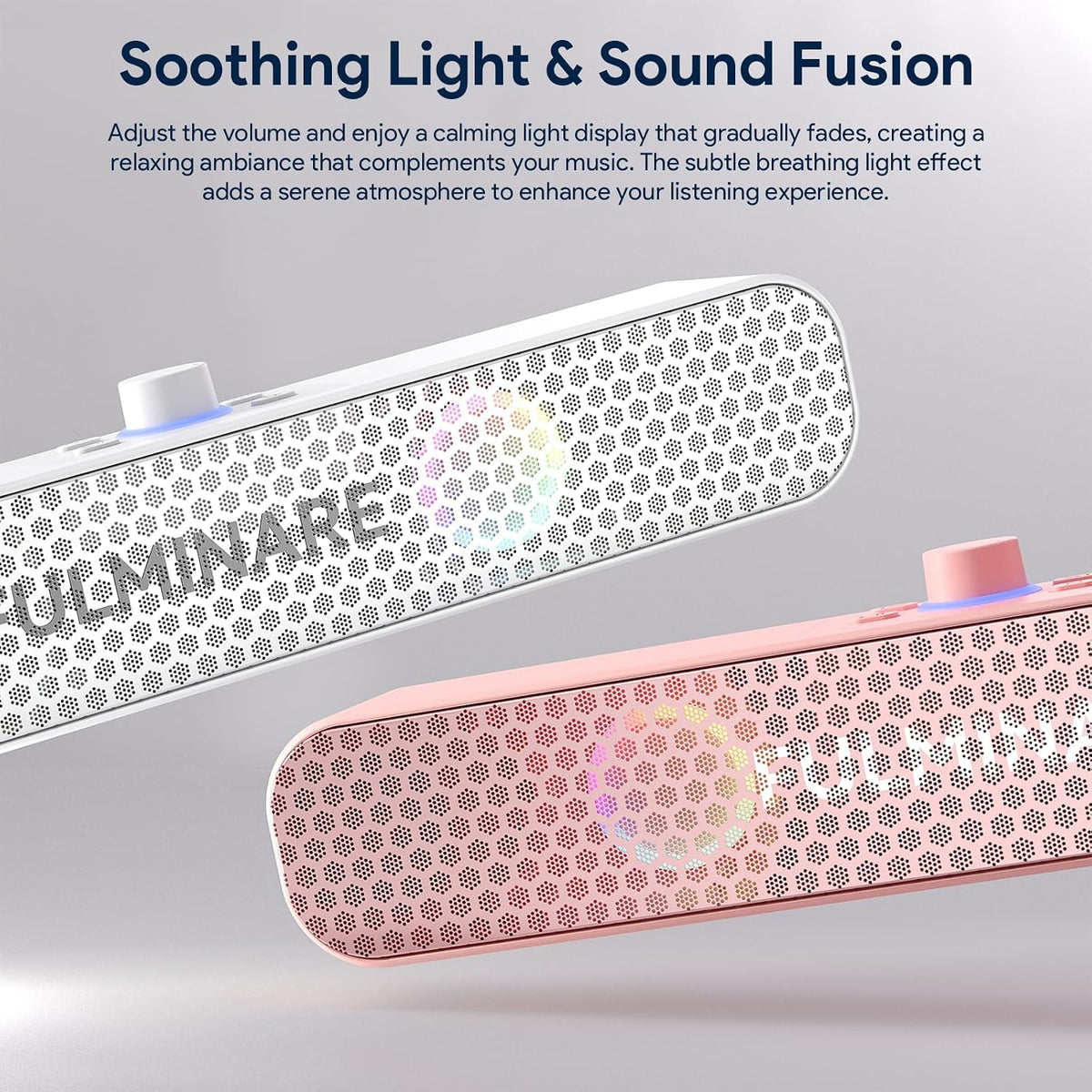 FULMINARE Bluetooth Speaker with 26W HD Sound, Portable Speaker Up to 30H Playtime, AUX&TF-Card&USB Input, LED Lights, Speakers Bluetooth 5.3 Wireless for Home/Party/Outdoor, Birthday Gift (Pink)