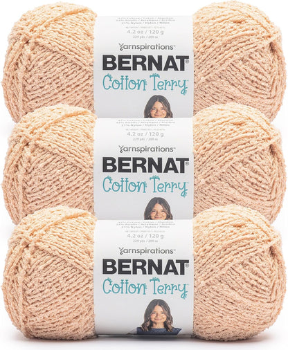 Cotton Terry Yarn for Crocheting Soft, Pale Peach, 3-Pack