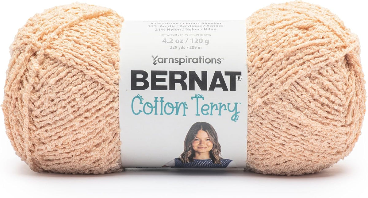 Cotton Terry Yarn for Crocheting Soft, Pale Peach, 3-Pack