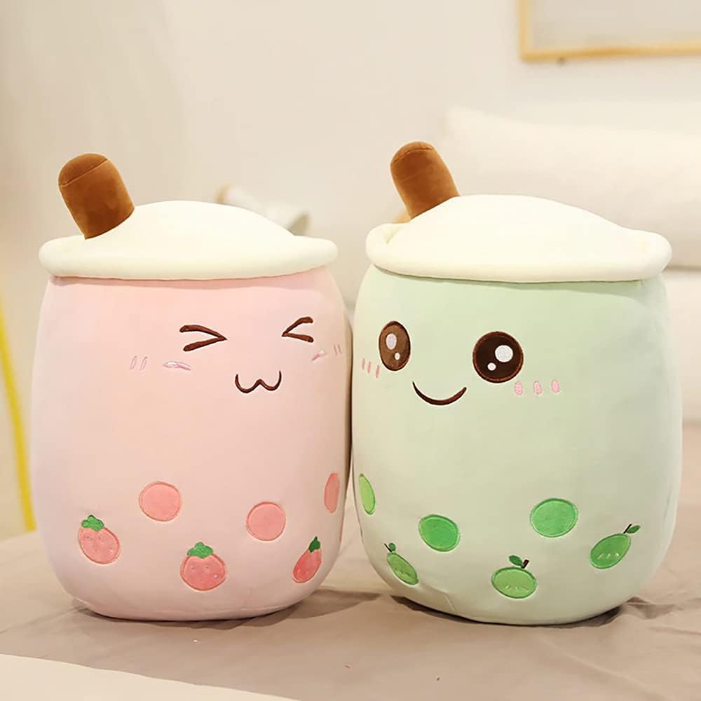 Cute Stuffed Boba Plush Bubble Tea Plushie Pillow Milk Cup Food Plush, Soft Kawaii Hugging Toys Gifts for Kids(Pink, 9.4 inch)