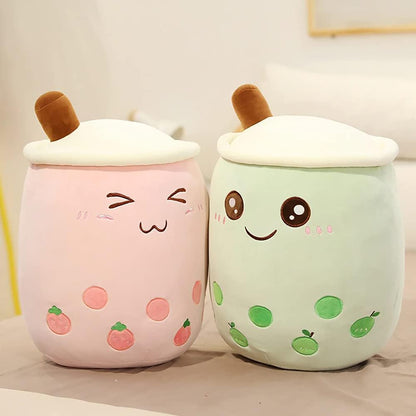 Cute Stuffed Boba Plush Bubble Tea Plushie Pillow Milk Cup Food Plush, Soft Kawaii Hugging Toys Gifts for Kids(Pink, 9.4 inch)
