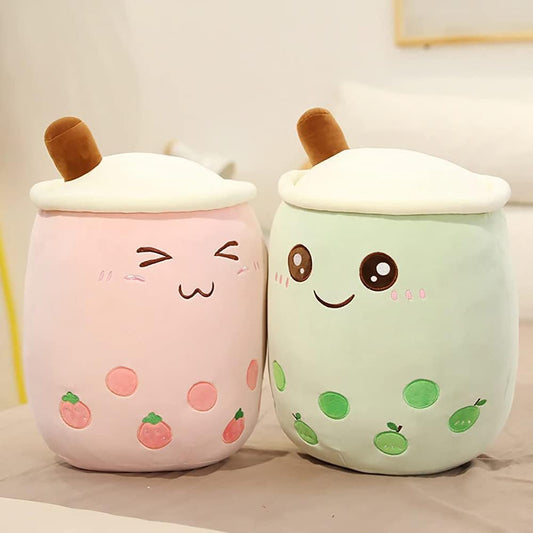 Cute Stuffed Boba Plush Bubble Tea Plushie Pillow Milk Cup Food Plush, Soft Kawaii Hugging Toys Gifts for Kids(Pink, 9.4 inch)