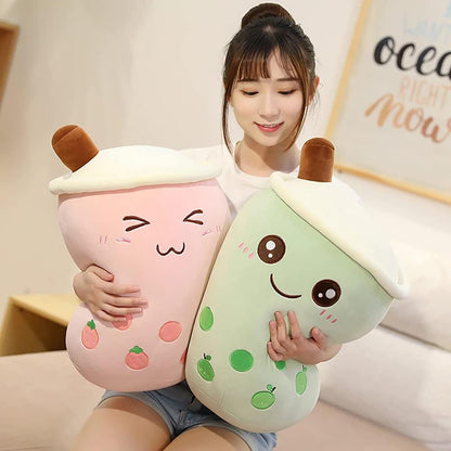 Cute Stuffed Boba Plush Bubble Tea Plushie Pillow Milk Cup Food Plush, Soft Kawaii Hugging Toys Gifts for Kids(Pink, 9.4 inch)