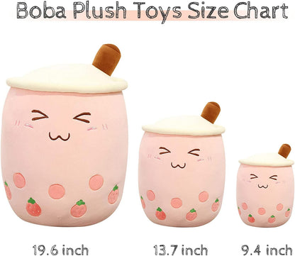 Cute Stuffed Boba Plush Bubble Tea Plushie Pillow Milk Cup Food Plush, Soft Kawaii Hugging Toys Gifts for Kids(Pink, 9.4 inch)