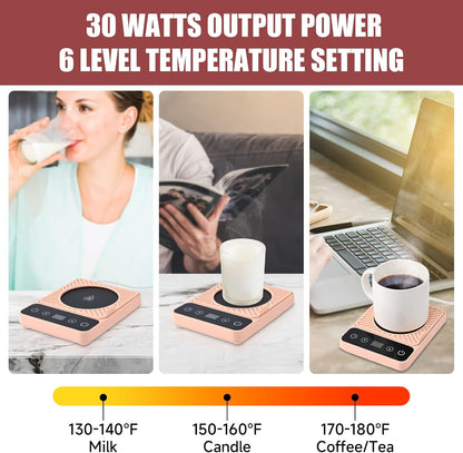 Mug Warmer - Electric Coffee Mug Warmer with Timer,Coffee Cup Warmer for Desk Auto Shut Off,Smart 6-Temperature Control, Coffee Accessories for Coffee Lovers, Pink