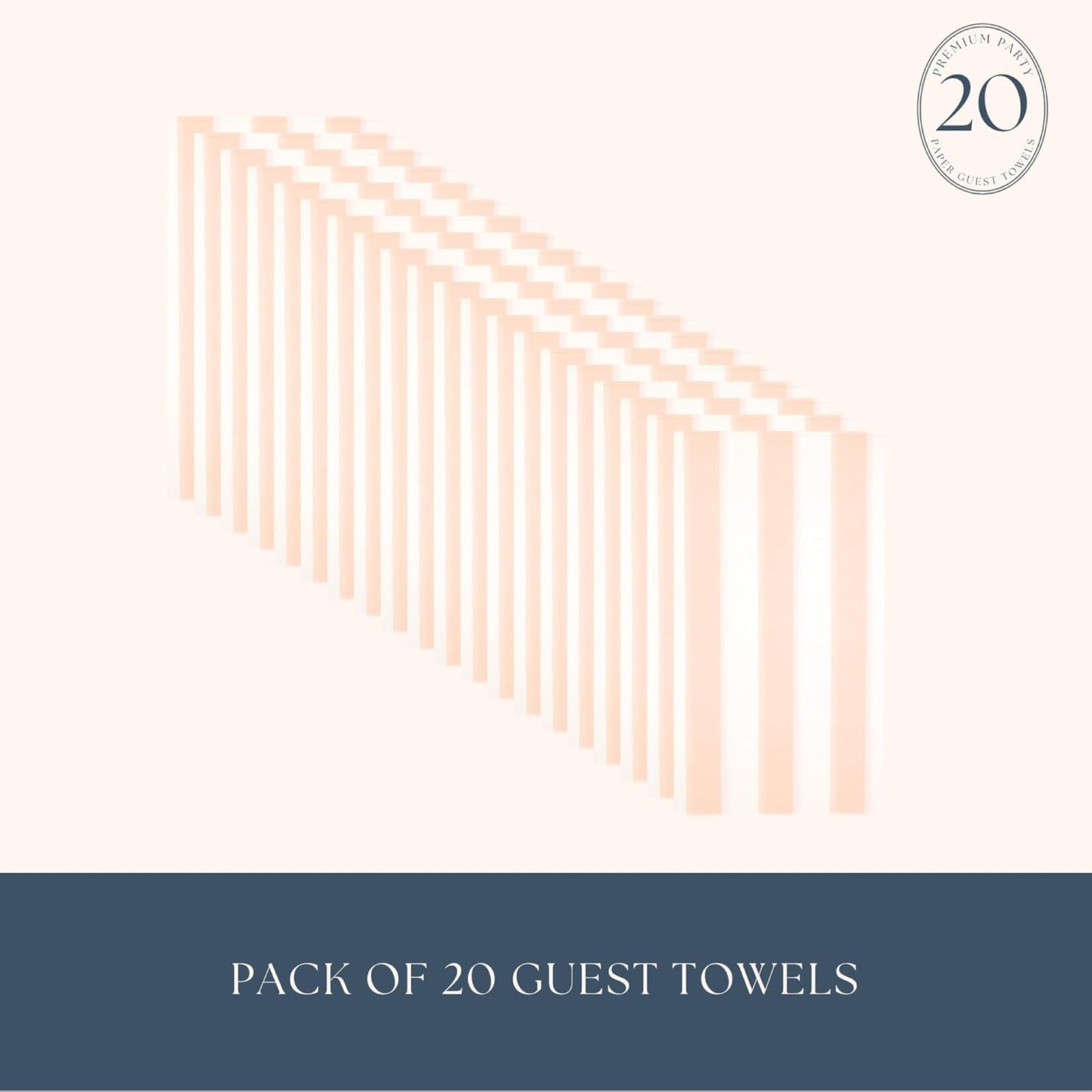 Bonjour Fete Peach Cabana Stripe Paper Guest Towels | Disposable, 3-Ply Napkins | Premium Party Supplies & Decor | Holidays, Kids Themed Birthday Parties., Girl | Pack of 20, 4.25" x 7.75"