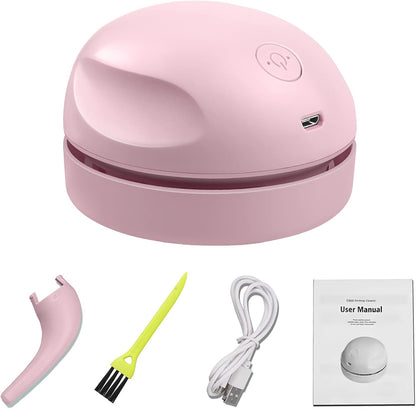 Portable Desktop Vacuum Cleaner, USB Charging, Pink, Best for Cleaning Dust, Crumbs, Piano, Computer, Car etc.