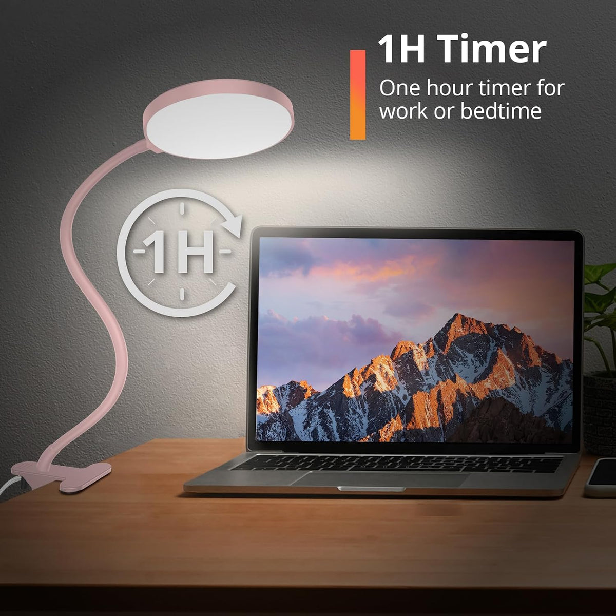 Reading Light with Remote, LED Desk Lamp Clip on [1H Timer & Nightlight] RA>95 Dimmable Flexible Gooseneck, Reading Lamp with Clamp for Table - 3.5'' (Adapter Included)