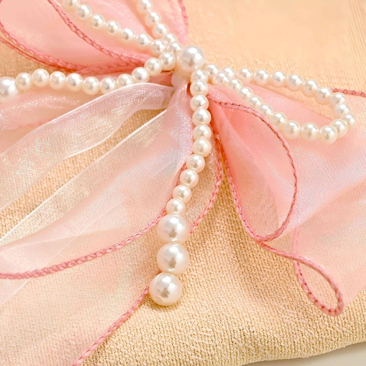 Bow Curtain Tiebacks 2 Pcs,Butterfly Curtain Ties with Pearls,Bowknot Curtain Ties for Home Decorative-pink-86cm(33.86in)