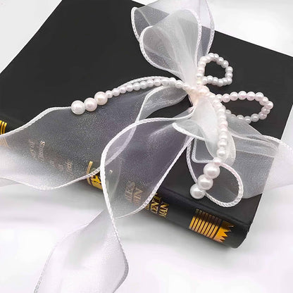 Bow Curtain Tiebacks 2 Pcs,Butterfly Curtain Ties with Pearls,Bowknot Curtain Ties for Home Decorative-pink-86cm(33.86in)
