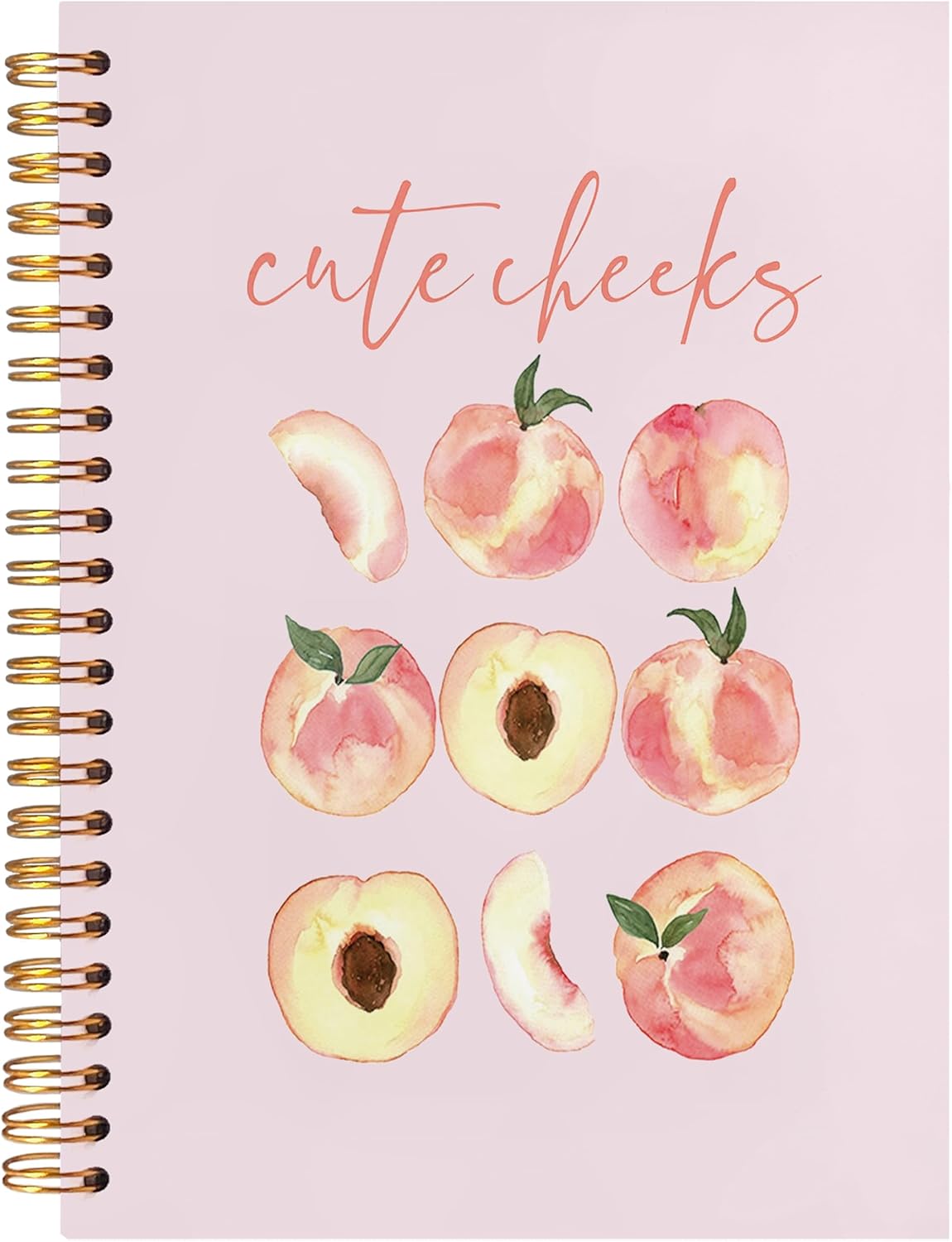 Cute Peach Notebook, Preppy Pink Peach Journal, Summer Fruit Lover Gifts Spiral Notebook Journal for Note Taking, Pink Office Supplies, 5.5x8.3 Inch