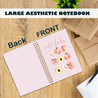 Cute Peach Notebook, Preppy Pink Peach Journal, Summer Fruit Lover Gifts Spiral Notebook Journal for Note Taking, Pink Office Supplies, 5.5x8.3 Inch
