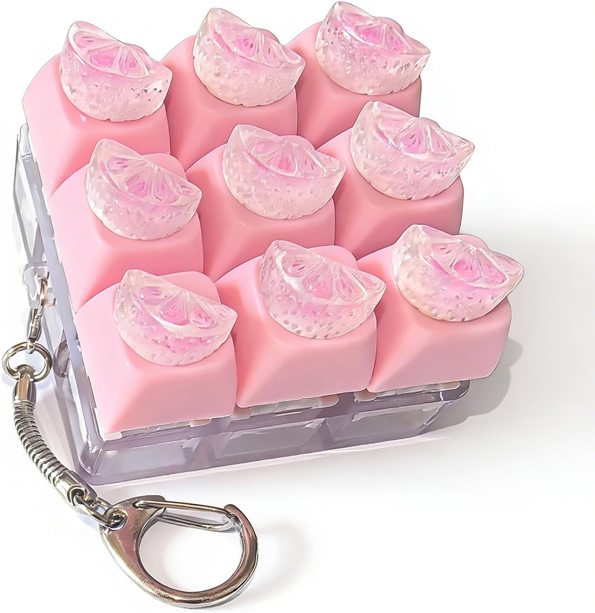 Sound Keyboard Fidget Toy,Candy Fidget Keyboard for Stress Relief, Sound Keyboard Fidget Clicker for Office, School, Travel, Anxiety Keyboard Keychain Gift (Pink Orange Slices)