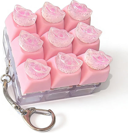 Sound Keyboard Fidget Toy,Candy Fidget Keyboard for Stress Relief, Sound Keyboard Fidget Clicker for Office, School, Travel, Anxiety Keyboard Keychain Gift (Pink Orange Slices)