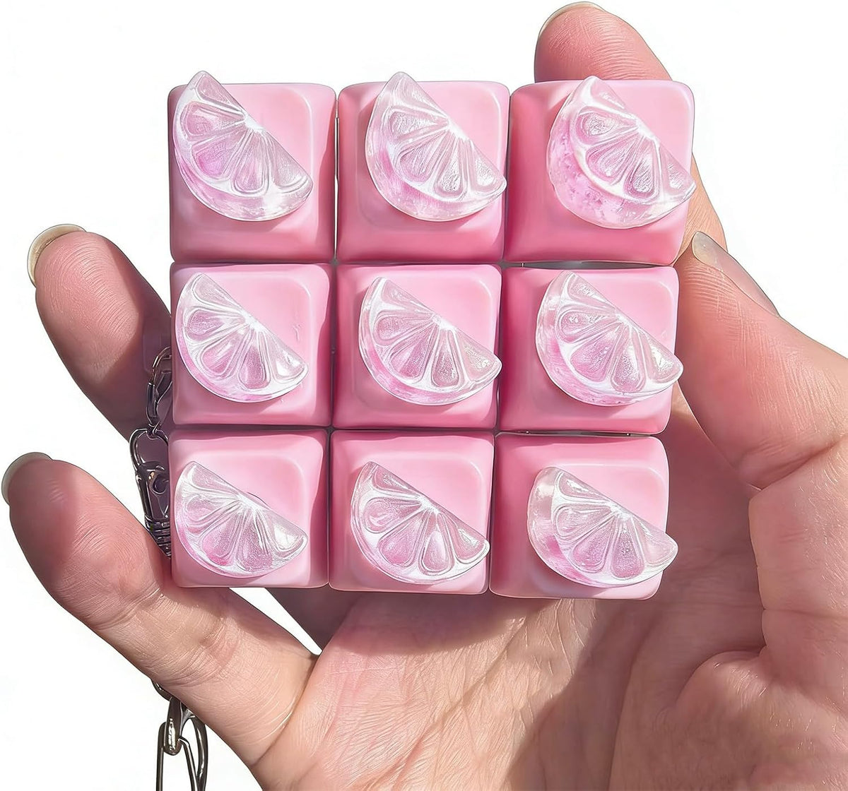 Sound Keyboard Fidget Toy,Candy Fidget Keyboard for Stress Relief, Sound Keyboard Fidget Clicker for Office, School, Travel, Anxiety Keyboard Keychain Gift (Pink Orange Slices)