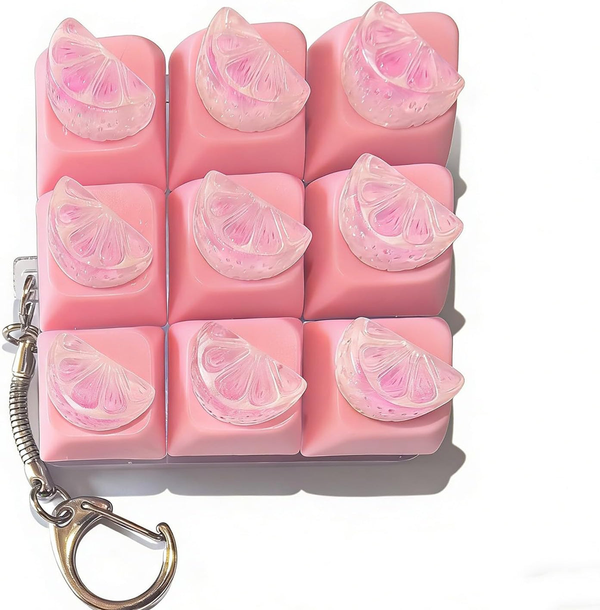 Sound Keyboard Fidget Toy,Candy Fidget Keyboard for Stress Relief, Sound Keyboard Fidget Clicker for Office, School, Travel, Anxiety Keyboard Keychain Gift (Pink Orange Slices)