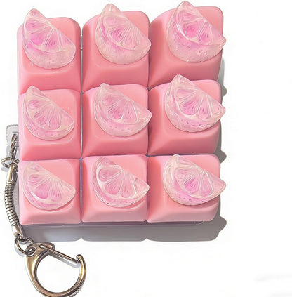 Sound Keyboard Fidget Toy,Candy Fidget Keyboard for Stress Relief, Sound Keyboard Fidget Clicker for Office, School, Travel, Anxiety Keyboard Keychain Gift (Pink Orange Slices)