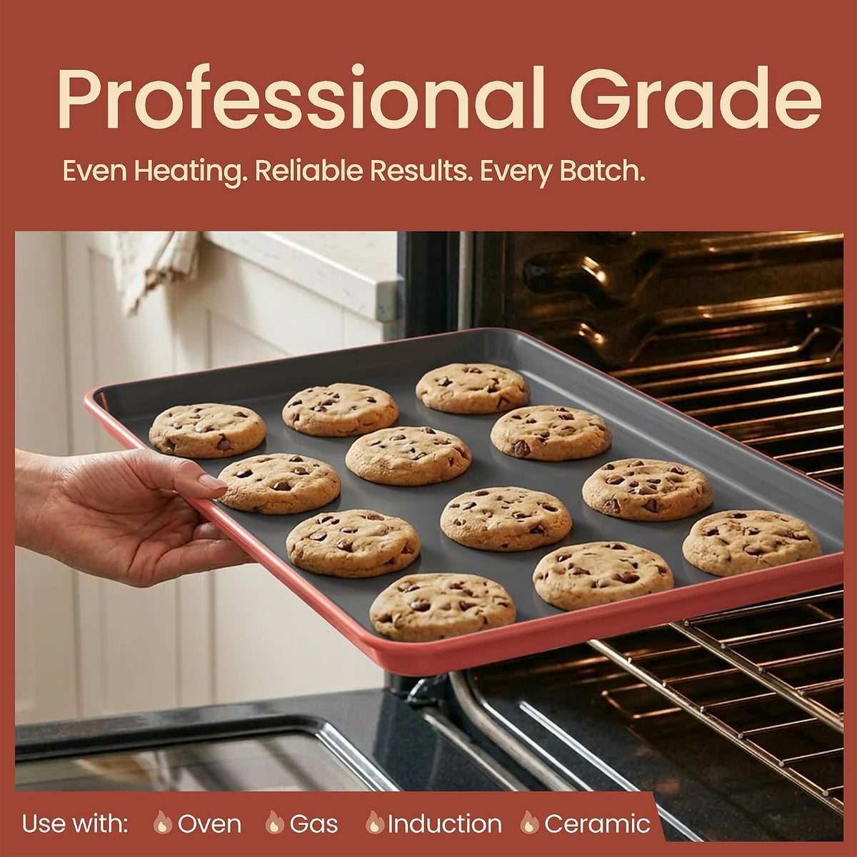 Bakken 8-Piece Ceramic Coated Bakeware Sets, Nonstick Aluminized Steel Pans with Muffin, Loaf, Cake, Roasting Pan, & Cooling Rack, Oven Safe Up To 500°F, Dishwasher Safe, BPA, PTFE & PFAS Free, Pink