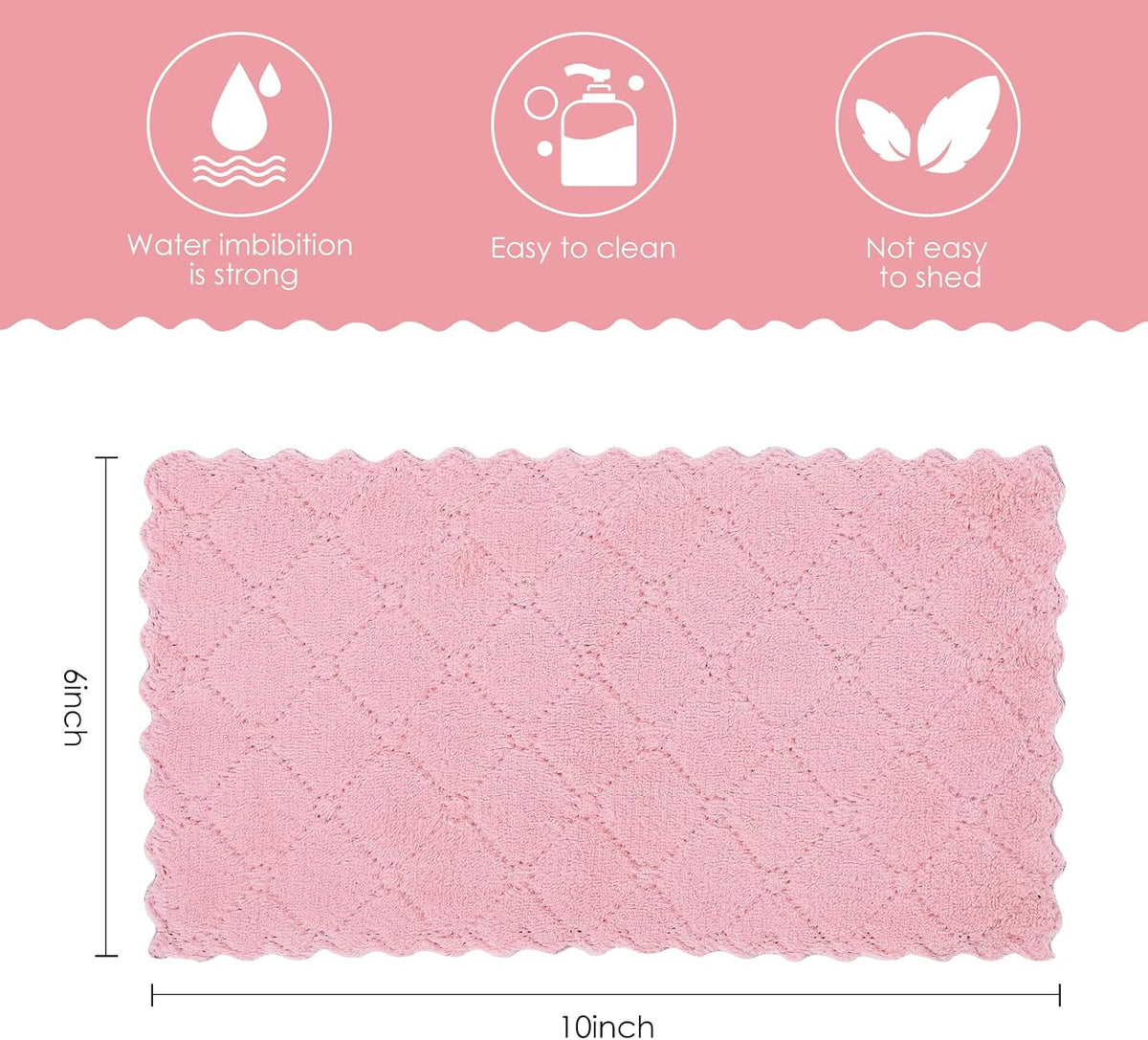 11Pack Kitchen Dish Cloths, Reusable Dish Towels, Nonstick Oil Washable Fast Drying, Super Absorbent Coral Velvet Cleaning Cloths for Cleaning Tableware, Kitchen, Bathroom (Pink-green10 x 6")
