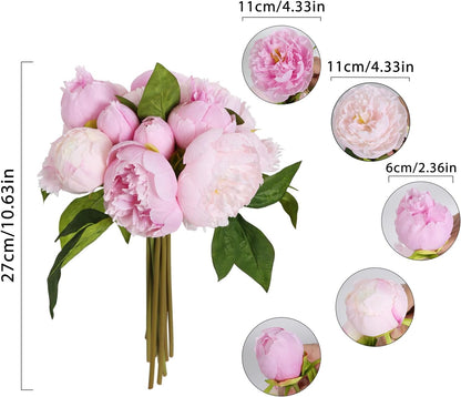Pink Peonies Silk Flowers 2 Bouquets Pink Fake Peonies 14 Heads Faux Peony Flowers with Stems for Wedding Decoration Bride Bouquet Faux Flowers Crafts Floral Arrangement (Multi-Pink)