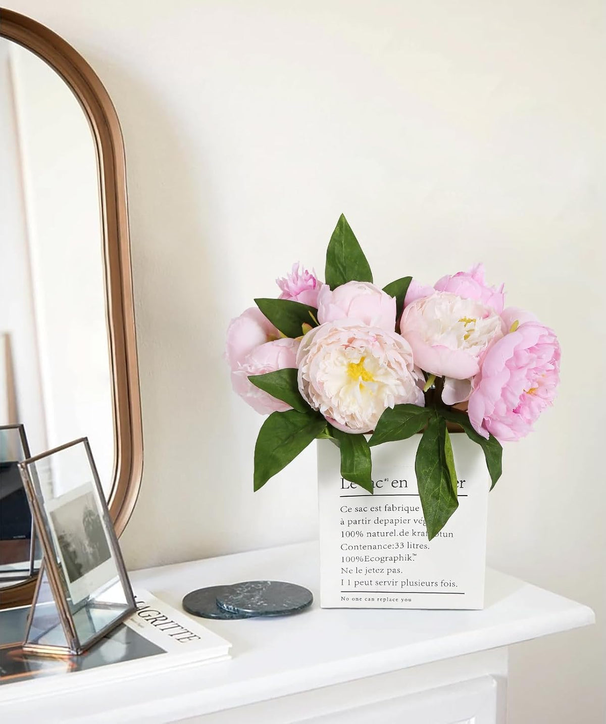 Pink Peonies Silk Flowers 2 Bouquets Pink Fake Peonies 14 Heads Faux Peony Flowers with Stems for Wedding Decoration Bride Bouquet Faux Flowers Crafts Floral Arrangement (Multi-Pink)