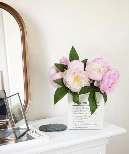 Pink Peonies Silk Flowers 2 Bouquets Pink Fake Peonies 14 Heads Faux Peony Flowers with Stems for Wedding Decoration Bride Bouquet Faux Flowers Crafts Floral Arrangement (Multi-Pink)