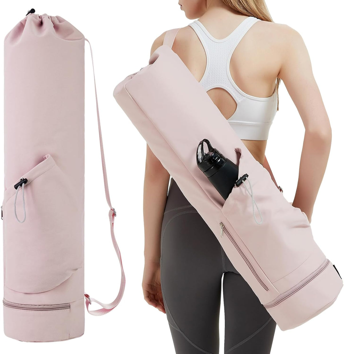 Yoga Mat Bag with Water Bottle Pocket & Wet Pocket for Women