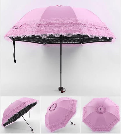Folding Compact Umbrella for Women Lightweight Portable UPF 50+ Travel Parasol